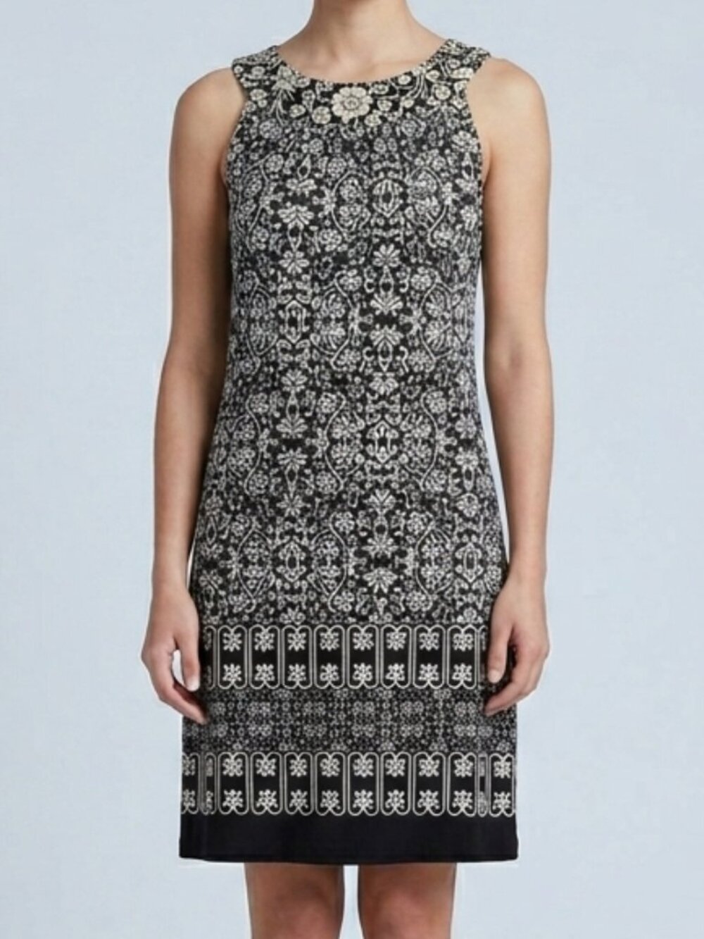 Floral Patterned Scoop Neck Stretchy Dress Made In Canada